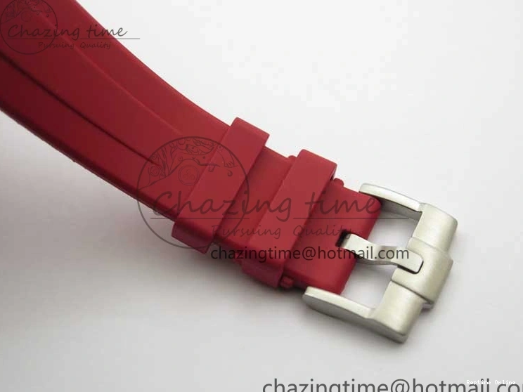 0123 WrinkleFree Submariner 40mm White Ceramic 5GF Best Edition White Red Dial on Red Rubber Strap SA 2485
